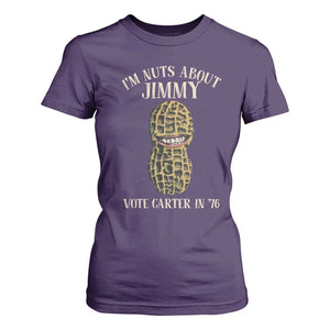 Jimmy Carter Supporter T Shirt For Women I'm Nuts About Jimmy Vote Carter In '76 Peanut TS11 Purple Print Your Wear