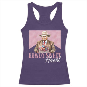 Funny Trump Cowboy Valentine's Day Racerback Tank Top Howdy Sweetheart TS11 Purple Print Your Wear