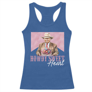 Funny Trump Cowboy Valentine's Day Racerback Tank Top Howdy Sweetheart TS11 Royal Blue Print Your Wear