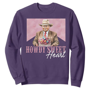 Funny Trump Cowboy Valentine's Day Sweatshirt Howdy Sweetheart TS11 Purple Print Your Wear