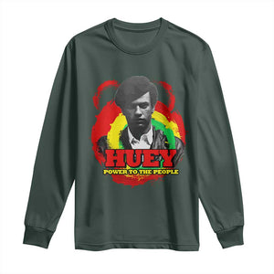 Huey P Newton Long Sleeve Shirt Power To The People Black History Month TS11 Dark Forest Green Print Your Wear