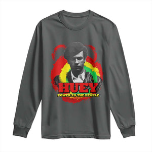 Huey P Newton Long Sleeve Shirt Power To The People Black History Month TS11 Dark Heather Print Your Wear