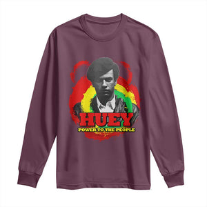 Huey P Newton Long Sleeve Shirt Power To The People Black History Month TS11 Maroon Print Your Wear