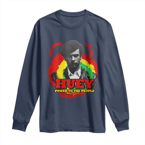 Huey P Newton Long Sleeve Shirt Power To The People Black History Month TS11 Navy Print Your Wear