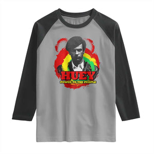 Huey P Newton Raglan Shirt Power To The People Black History Month TS11 Sport Gray Black Print Your Wear