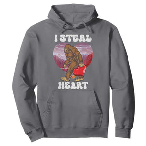 Funny Bigfoot Valentine's Day I Steal Heart Hoodie TS11 Charcoal Print Your Wear