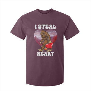 Funny Bigfoot Valentine's Day I Steal Heart T Shirt For Kid TS11 Maroon Print Your Wear