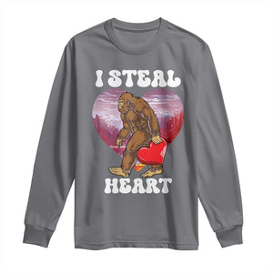 Funny Bigfoot Valentine's Day I Steal Heart Long Sleeve Shirt TS11 Charcoal Print Your Wear