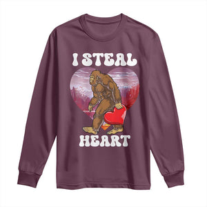 Funny Bigfoot Valentine's Day I Steal Heart Long Sleeve Shirt TS11 Maroon Print Your Wear