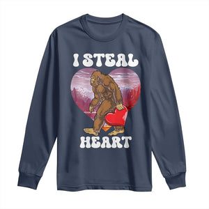 Funny Bigfoot Valentine's Day I Steal Heart Long Sleeve Shirt TS11 Navy Print Your Wear