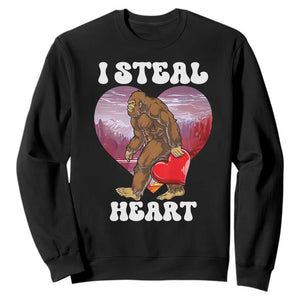 Funny Bigfoot Valentine's Day I Steal Heart Sweatshirt TS11 Black Print Your Wear