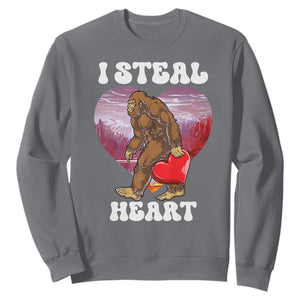 Funny Bigfoot Valentine's Day I Steal Heart Sweatshirt TS11 Charcoal Print Your Wear