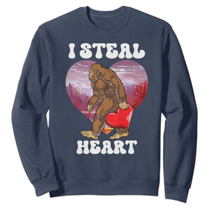 Funny Bigfoot Valentine's Day I Steal Heart Sweatshirt TS11 Navy Print Your Wear