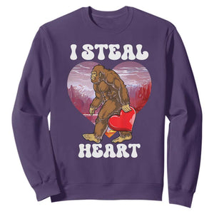 Funny Bigfoot Valentine's Day I Steal Heart Sweatshirt TS11 Purple Print Your Wear