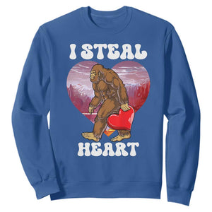 Funny Bigfoot Valentine's Day I Steal Heart Sweatshirt TS11 Royal Blue Print Your Wear