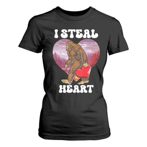 Funny Bigfoot Valentine's Day I Steal Heart T Shirt For Women TS11 Black Print Your Wear