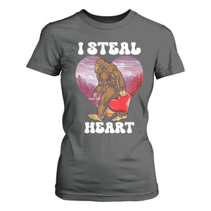 Funny Bigfoot Valentine's Day I Steal Heart T Shirt For Women TS11 Dark Heather Print Your Wear