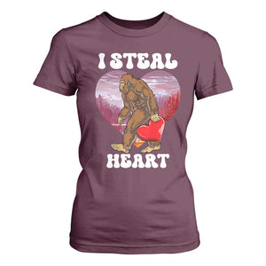 Funny Bigfoot Valentine's Day I Steal Heart T Shirt For Women TS11 Maroon Print Your Wear