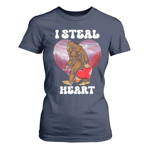 Funny Bigfoot Valentine's Day I Steal Heart T Shirt For Women TS11 Navy Print Your Wear