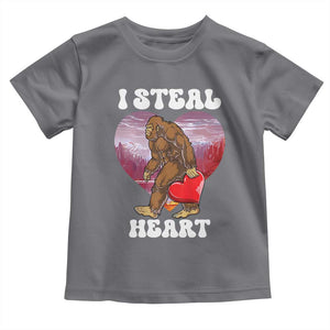 Funny Bigfoot Valentine's Day I Steal Heart Toddler T Shirt TS11 Charcoal Print Your Wear