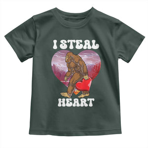 Funny Bigfoot Valentine's Day I Steal Heart Toddler T Shirt TS11 Dark Forest Green Print Your Wear