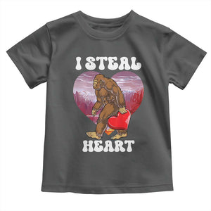 Funny Bigfoot Valentine's Day I Steal Heart Toddler T Shirt TS11 Dark Heather Print Your Wear