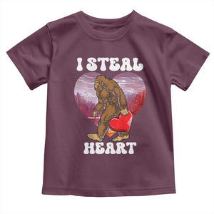 Funny Bigfoot Valentine's Day I Steal Heart Toddler T Shirt TS11 Maroon Print Your Wear