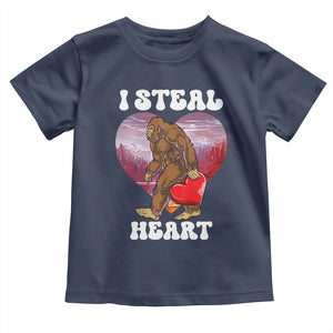 Funny Bigfoot Valentine's Day I Steal Heart Toddler T Shirt TS11 Navy Print Your Wear