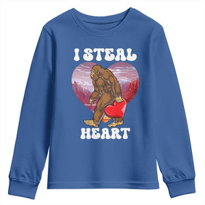 Funny Bigfoot Valentine's Day I Steal Heart Youth Sweatshirt TS11 Royal Blue Print Your Wear