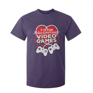 Funny Valentine's Day Gaming T Shirt For Kid V Is For Video Games Big Heart TS11 Purple Print Your Wear