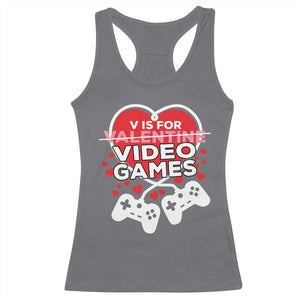 Funny Valentine's Day Gaming Racerback Tank Top V Is For Video Games Big Heart TS11 Charcoal Print Your Wear