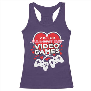 Funny Valentine's Day Gaming Racerback Tank Top V Is For Video Games Big Heart TS11 Purple Print Your Wear