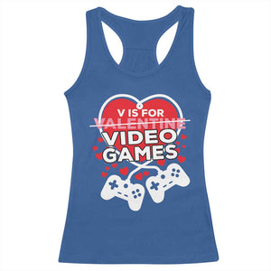 Funny Valentine's Day Gaming Racerback Tank Top V Is For Video Games Big Heart TS11 Royal Blue Print Your Wear