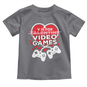 Funny Valentine's Day Gaming Toddler T Shirt V Is For Video Games Big Heart TS11 Charcoal Print Your Wear