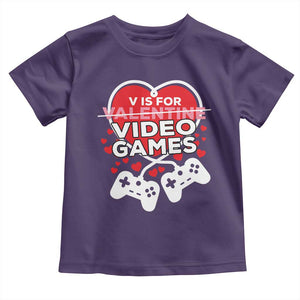 Funny Valentine's Day Gaming Toddler T Shirt V Is For Video Games Big Heart TS11 Purple Print Your Wear