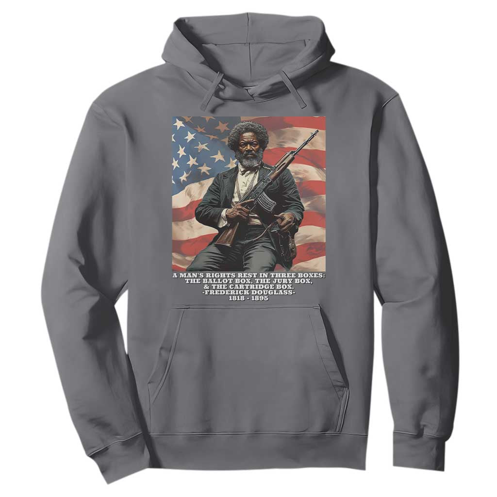 Frederick Douglass Hoodie A Man's Rights Rest In Three Boxes American Flag TS11 Charcoal Print Your Wear