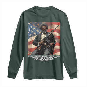 Frederick Douglass Long Sleeve Shirt A Man's Rights Rest In Three Boxes American Flag TS11 Dark Forest Green Print Your Wear