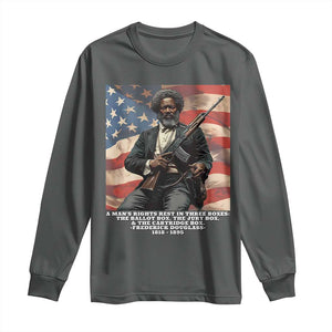 Frederick Douglass Long Sleeve Shirt A Man's Rights Rest In Three Boxes American Flag TS11 Dark Heather Print Your Wear