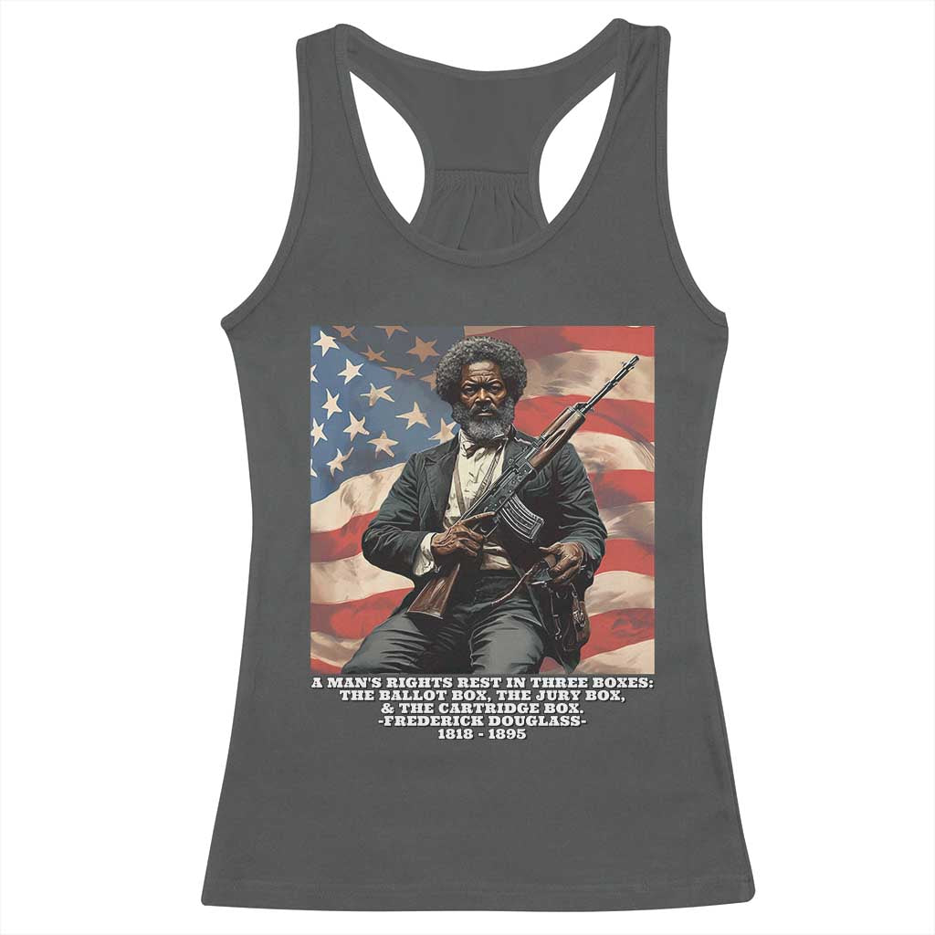 Frederick Douglass Racerback Tank Top A Man's Rights Rest In Three Boxes American Flag TS11 Dark Heather Print Your Wear