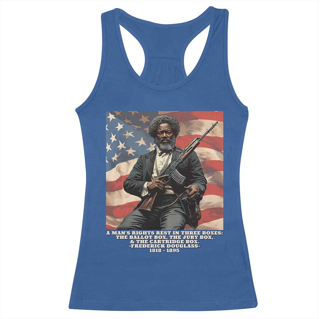 Frederick Douglass Racerback Tank Top A Man's Rights Rest In Three Boxes American Flag TS11 Royal Blue Print Your Wear