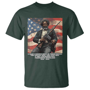 Frederick Douglass T Shirt A Man's Rights Rest In Three Boxes American Flag TS11 Dark Forest Green Print Your Wear