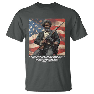 Frederick Douglass T Shirt A Man's Rights Rest In Three Boxes American Flag TS11 Dark Heather Print Your Wear