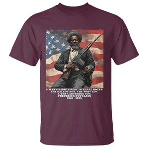 Frederick Douglass T Shirt A Man's Rights Rest In Three Boxes American Flag TS11 Maroon Print Your Wear