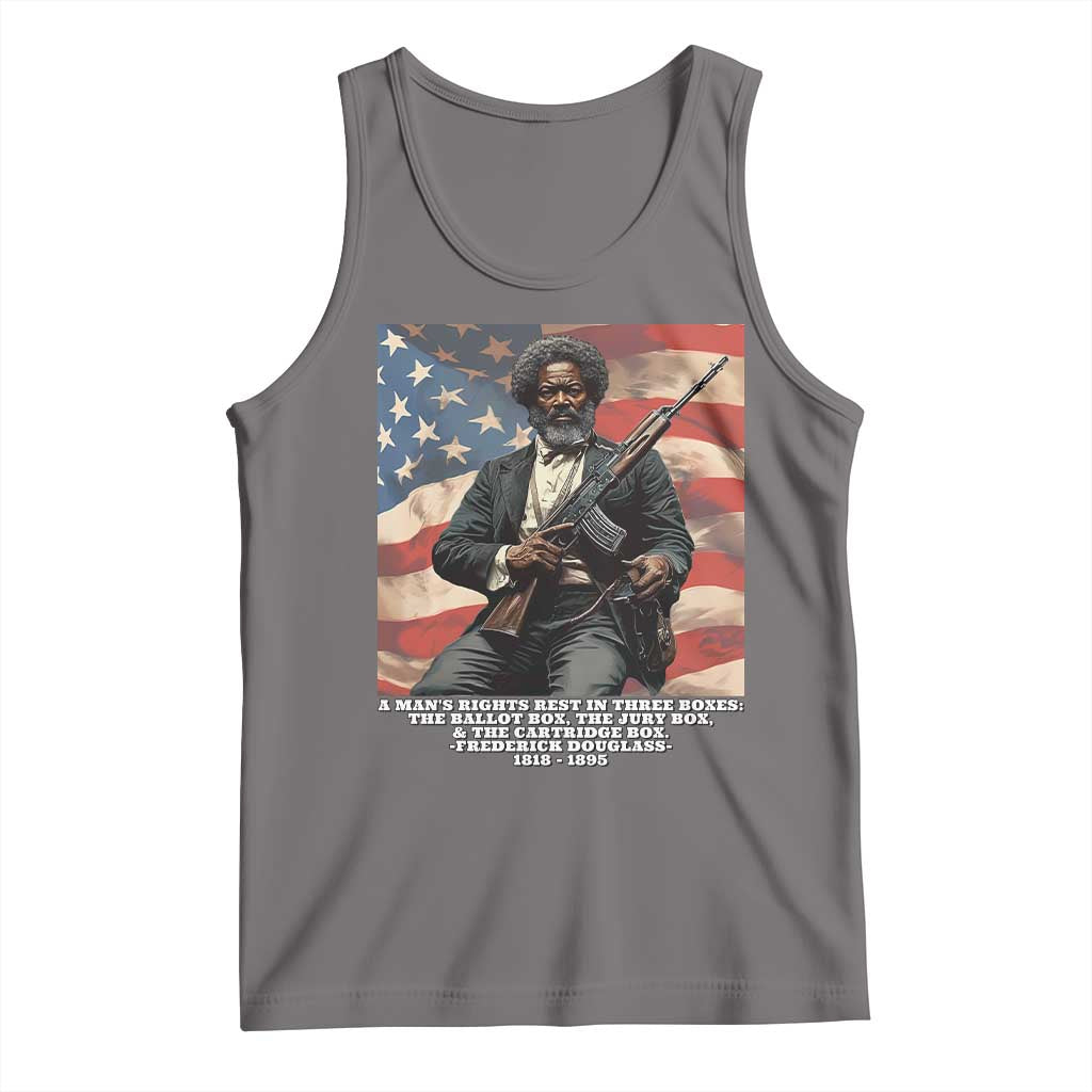 Frederick Douglass Tank Top A Man's Rights Rest In Three Boxes American Flag TS11 Deep Heather Print Your Wear