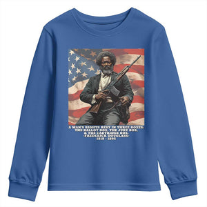 Frederick Douglass Youth Sweatshirt A Man's Rights Rest In Three Boxes American Flag TS11 Royal Blue Print Your Wear