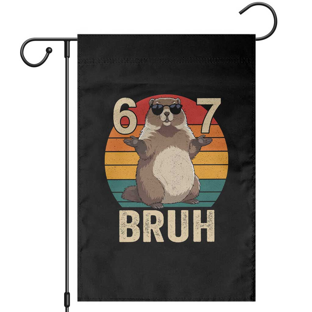 Funny Groundhog 67 Garden Flag Six Seven Bruh Retro Vintage Woodchuck Day TS11 Black Print Your Wear