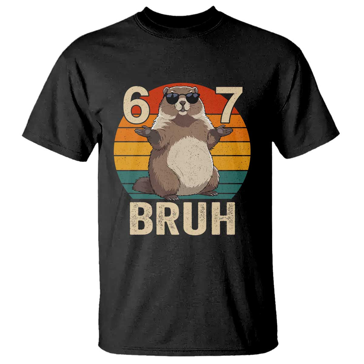 Funny Groundhog 67 T Shirt Six Seven Bruh Retro Vintage Woodchuck Day TS11 Black Print Your Wear