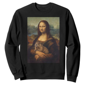 Mona Lisa Holding Groundhog Parody Painting Sweatshirt Funny Groundhog Day TS11 Black Print Your Wear