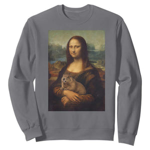 Mona Lisa Holding Groundhog Parody Painting Sweatshirt Funny Groundhog Day TS11 Charcoal Print Your Wear