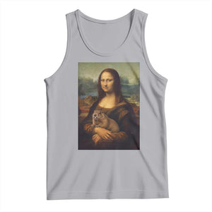 Mona Lisa Holding Groundhog Parody Painting Tank Top Funny Groundhog Day TS11 Athletic Heather Print Your Wear